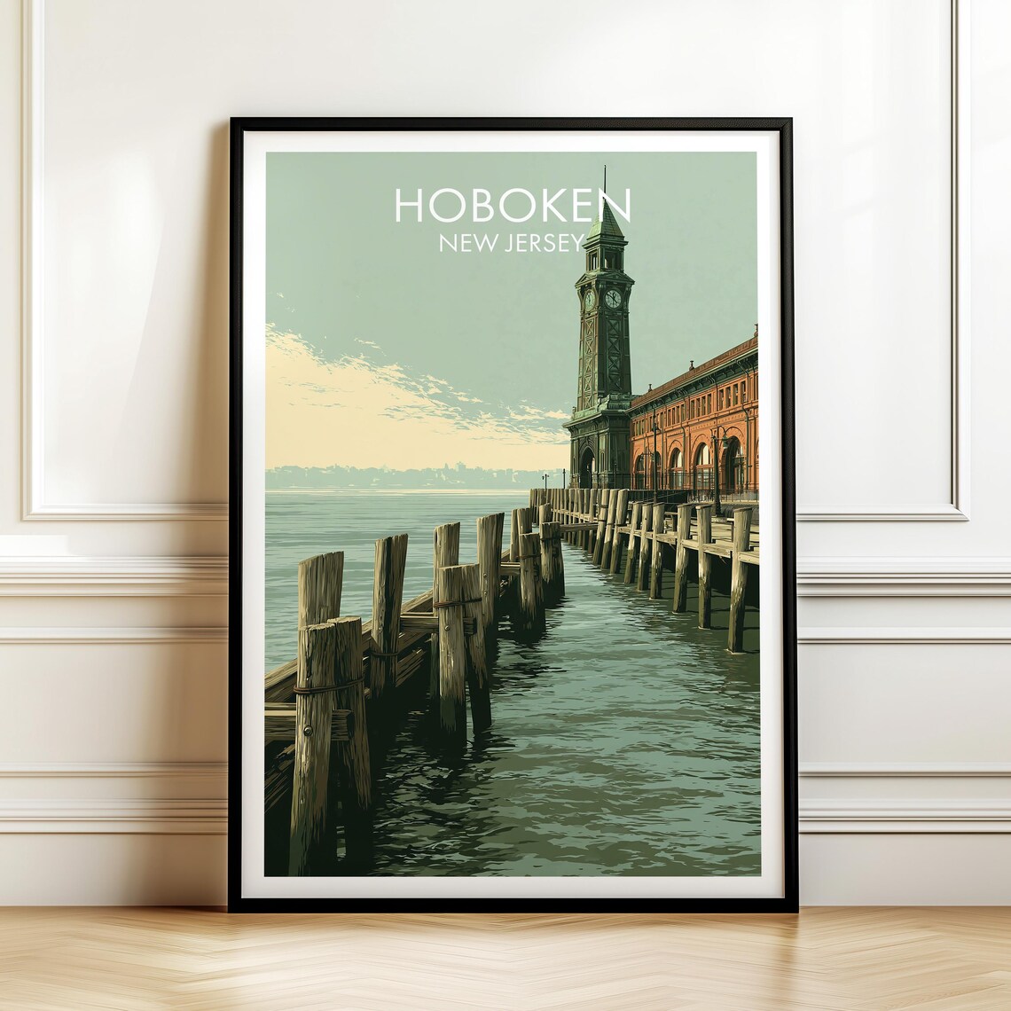 Hoboken New Jersey Vintage Travel Poster
