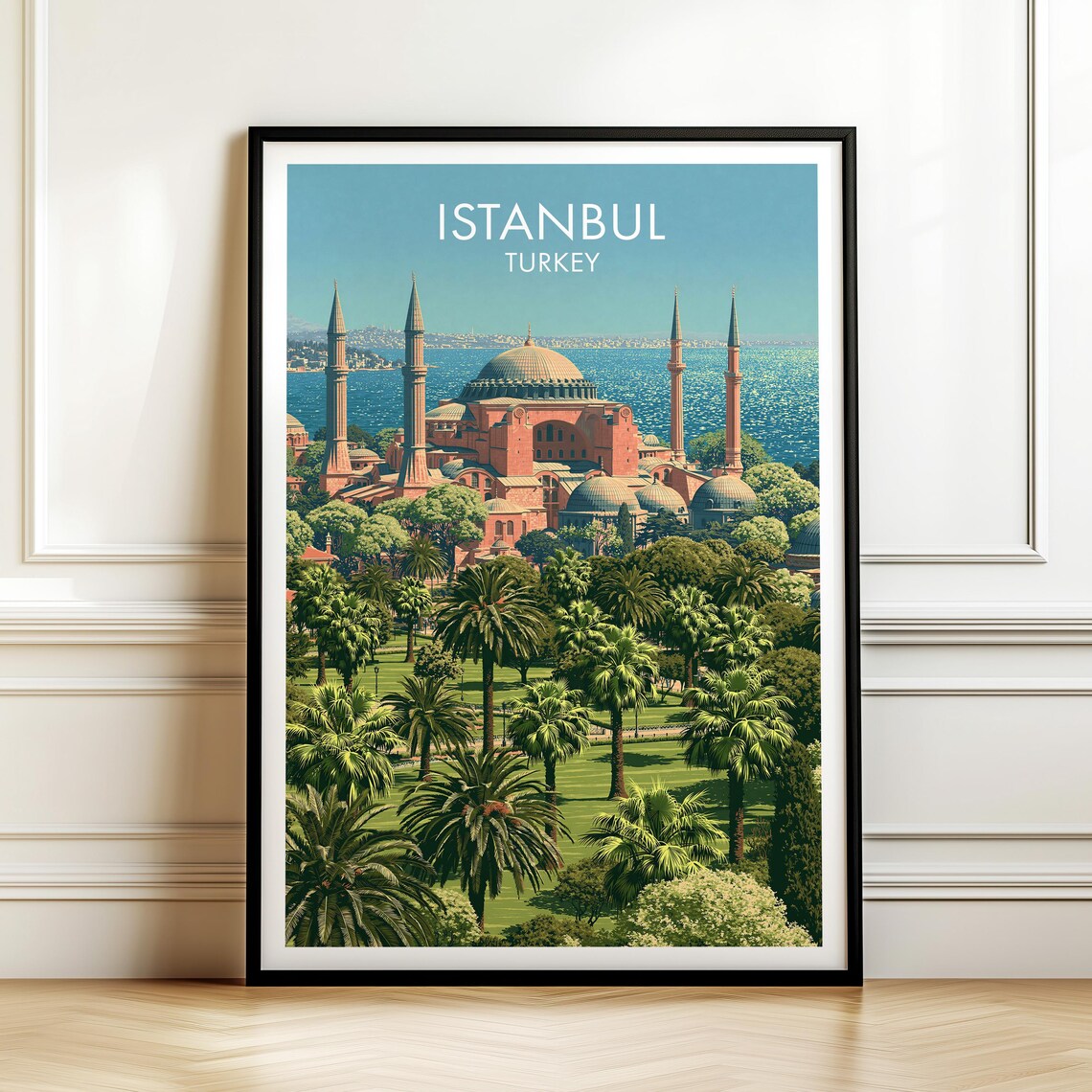 Istanbul Turkey Hagia Sophia Vintage Travel Cityscape Art Poster