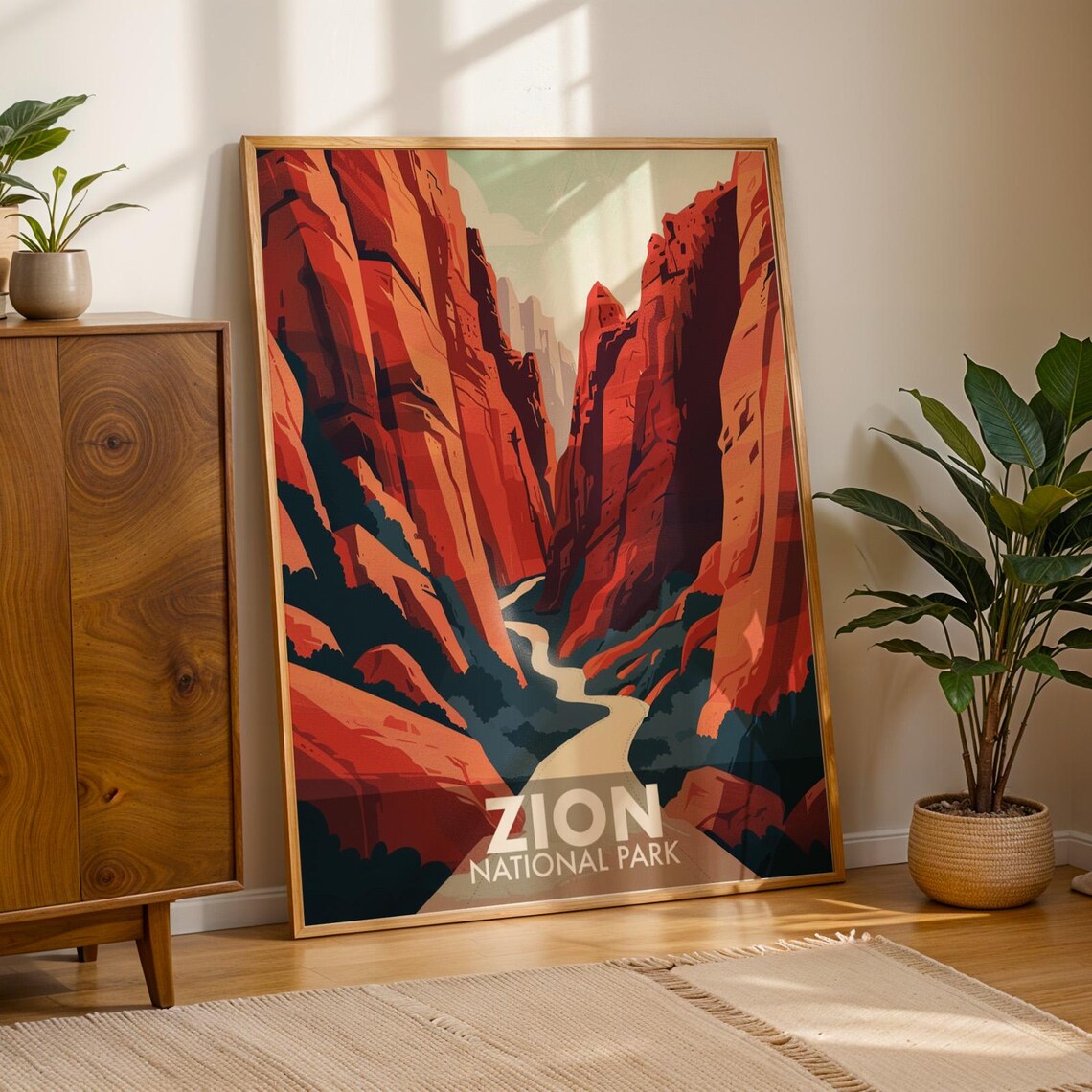 Zion National Park Retro Travel Poster