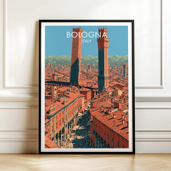 Bologna Italy Travel Poster Vintage Europe Cityscape Wall Art Print For Home Decor