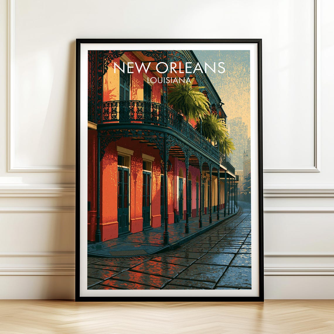 French Quarter New Orleans Louisiana Balcony Vintage Travel Poster