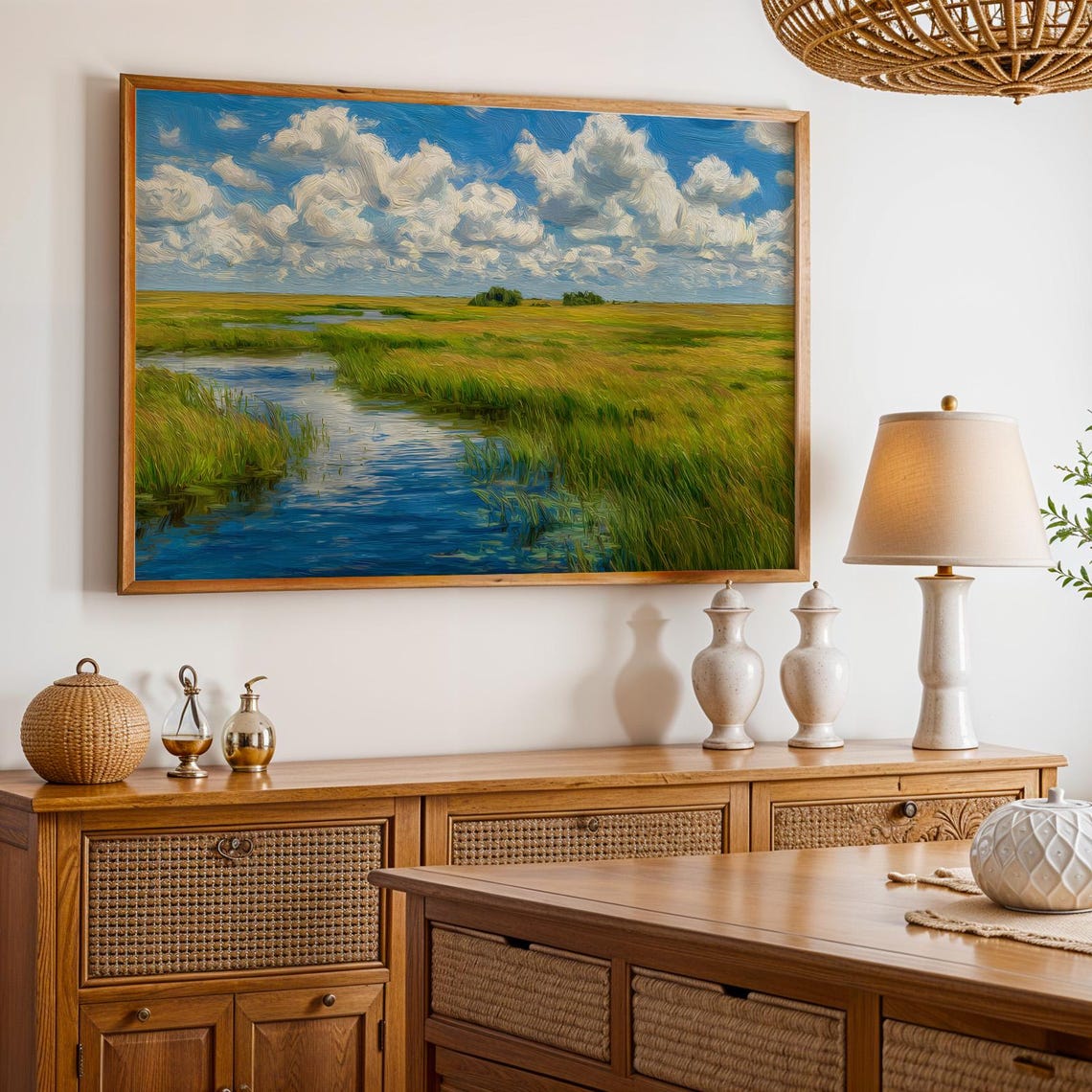 Everglades National Park Wetland River Landscape Oil Style Poster
