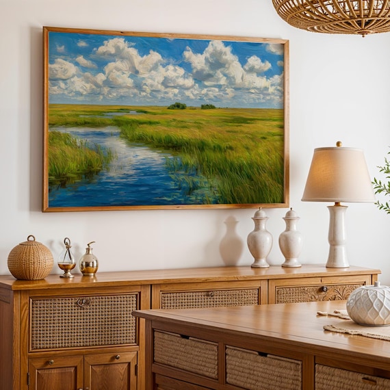 Everglades National Park Wetland River Landscape Oil Style Poster