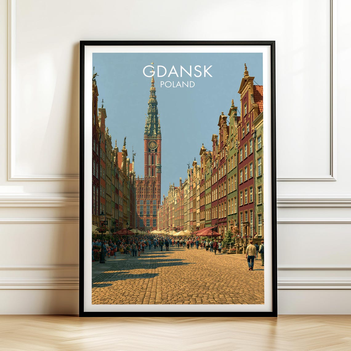 Gdansk Poland Vintage Old Town Long Market Town Hall Tower Poster