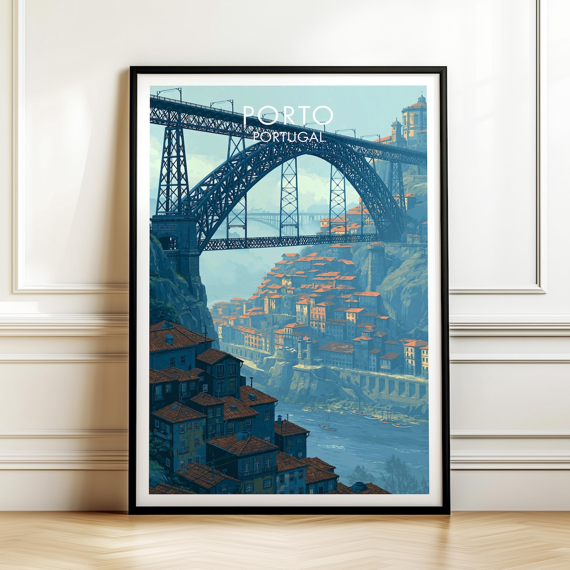 Porto Portugal Vintage Travel Poster, Europe Cityscape
