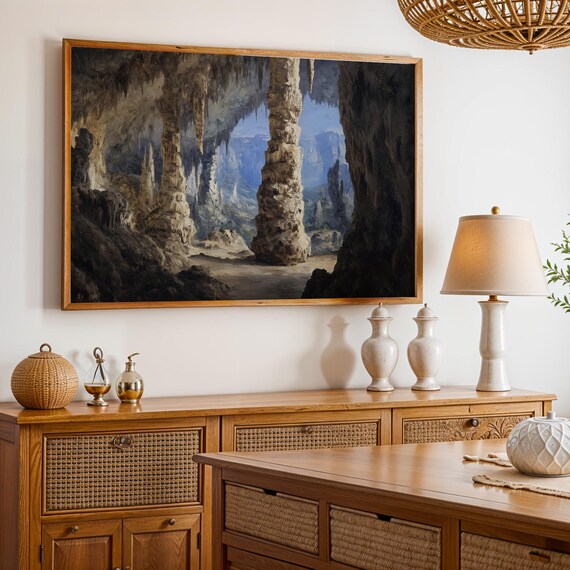 Carlsbad Caverns Stalactite Cave Interior Oil Painting Poster