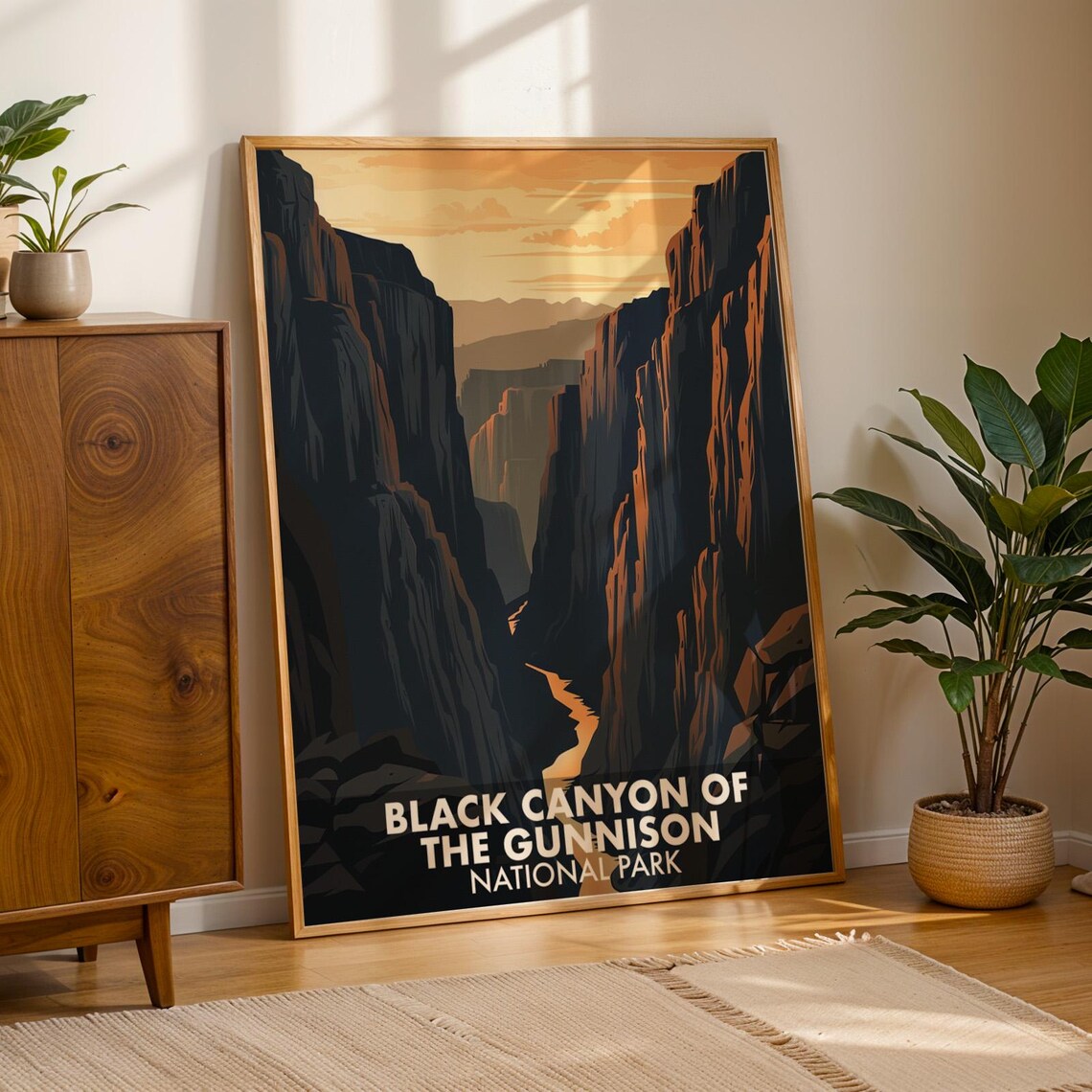 Black Canyon National Park Retro Mid-Century Travel Poster