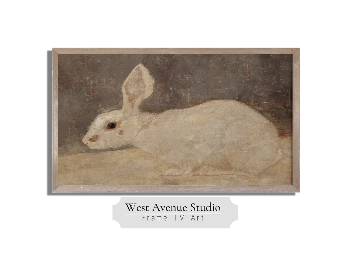 Vintage Rabbit Painting Easter Spring Art Print