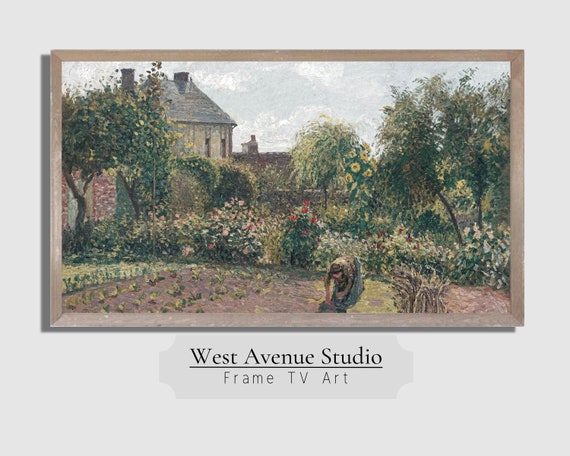 Frame Tv Art Vintage Landscape Painting Garden Work Circa 1898 Tv Art Antique Farmhouse Decor Instant Tv Art 053