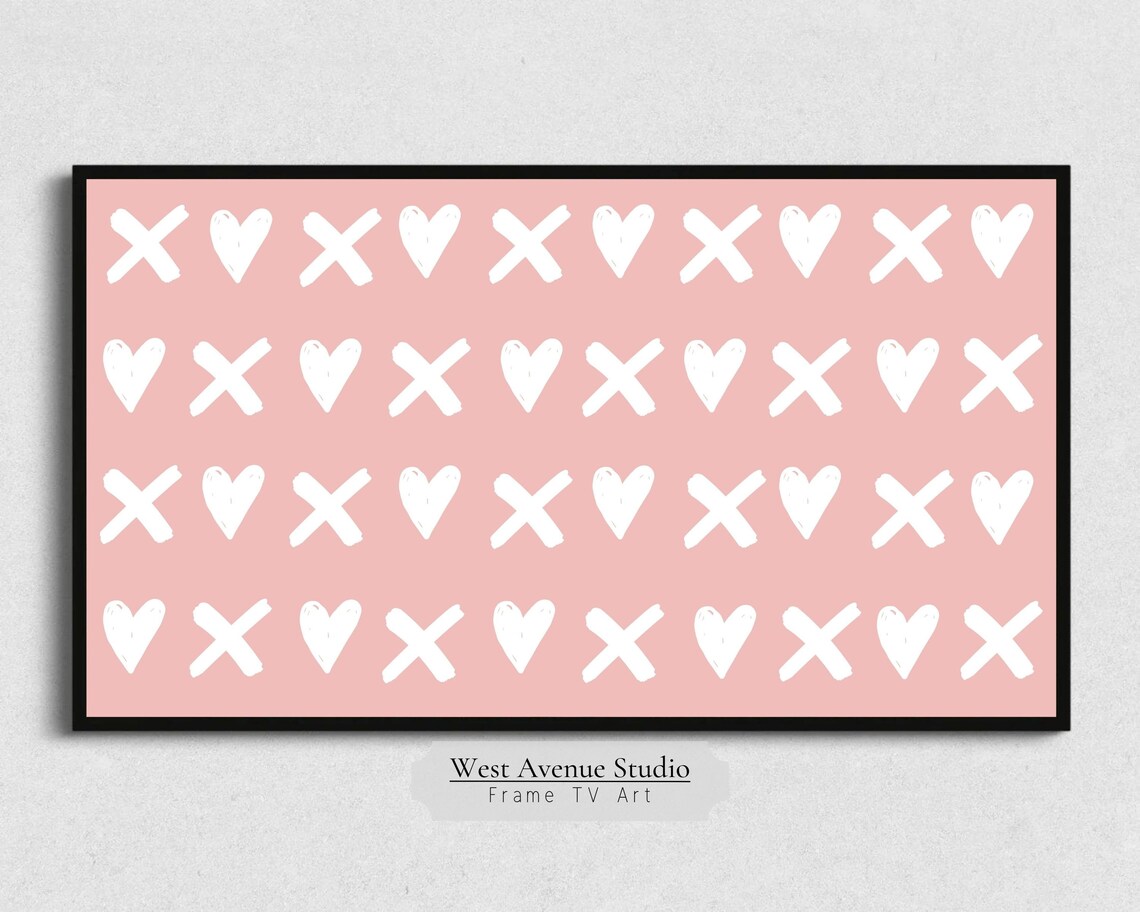 Pink XO Hugs Kisses Heart Pattern Cute Valentines Day Wall Art Poster - Image 4