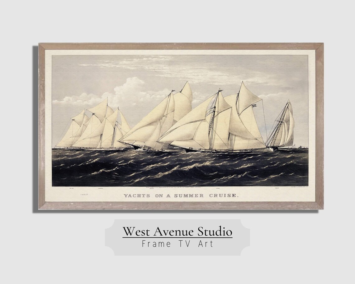 Vintage Sailing Yachts Summer Cruise Regatta Nautical Seascape Poster