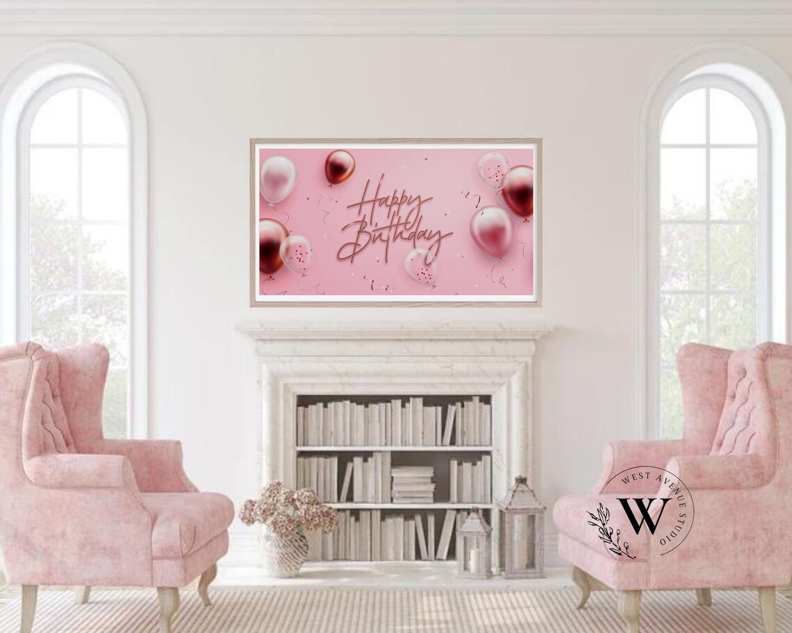Happy Birthday Pink Birthday Party Decor Art Print - Image 2