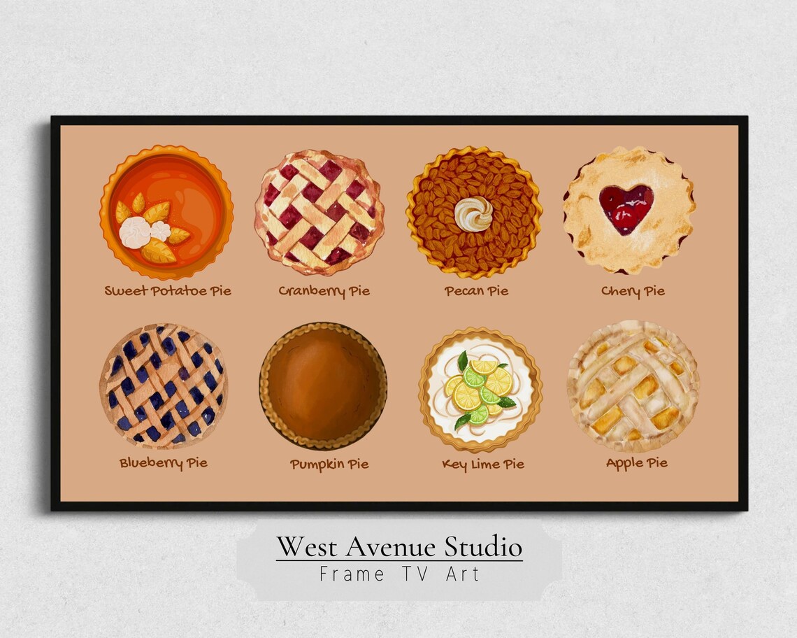 Eight Thanksgiving Pies Sweet Potato Pecan Key Lime Cute Dessert Poster - Image 2