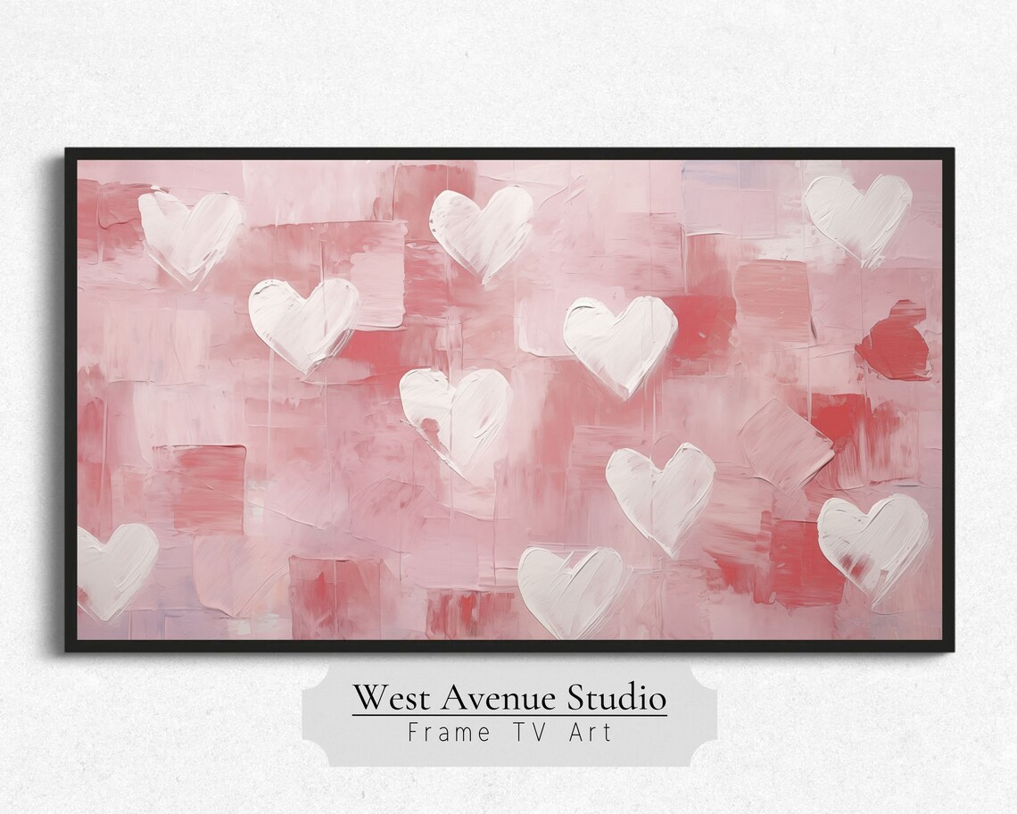 Valentine's Day Heart Textured Artwork, Pink Neutral Aesthetic - Image 3