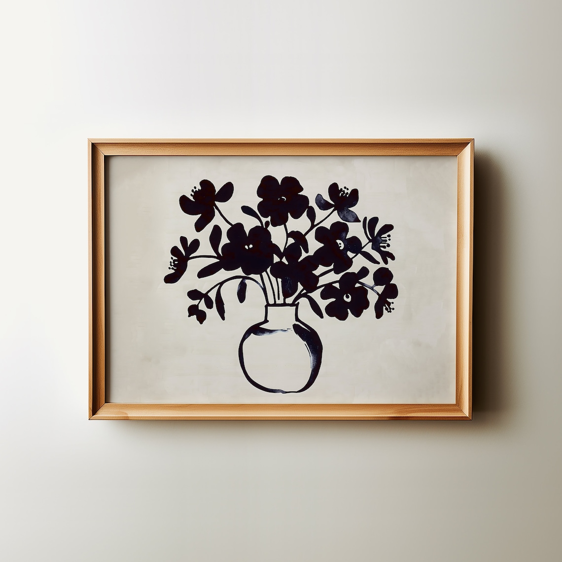 Black Floral Bouquet Botanical Minimalist Elegant Wall Decor Poster