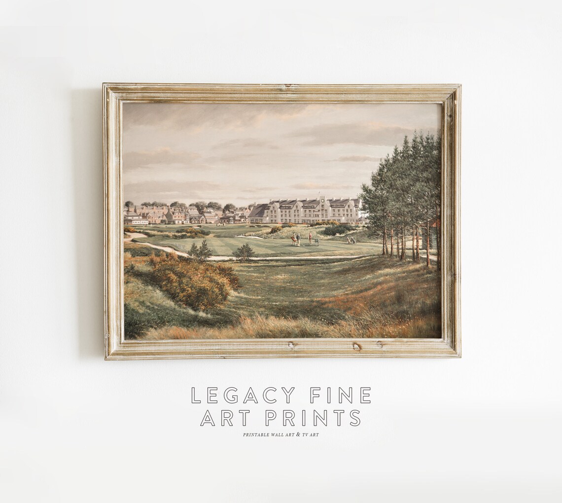 Vintage Golf Course Links Painting Clubhouse Landscape Golf Poster - Image 2