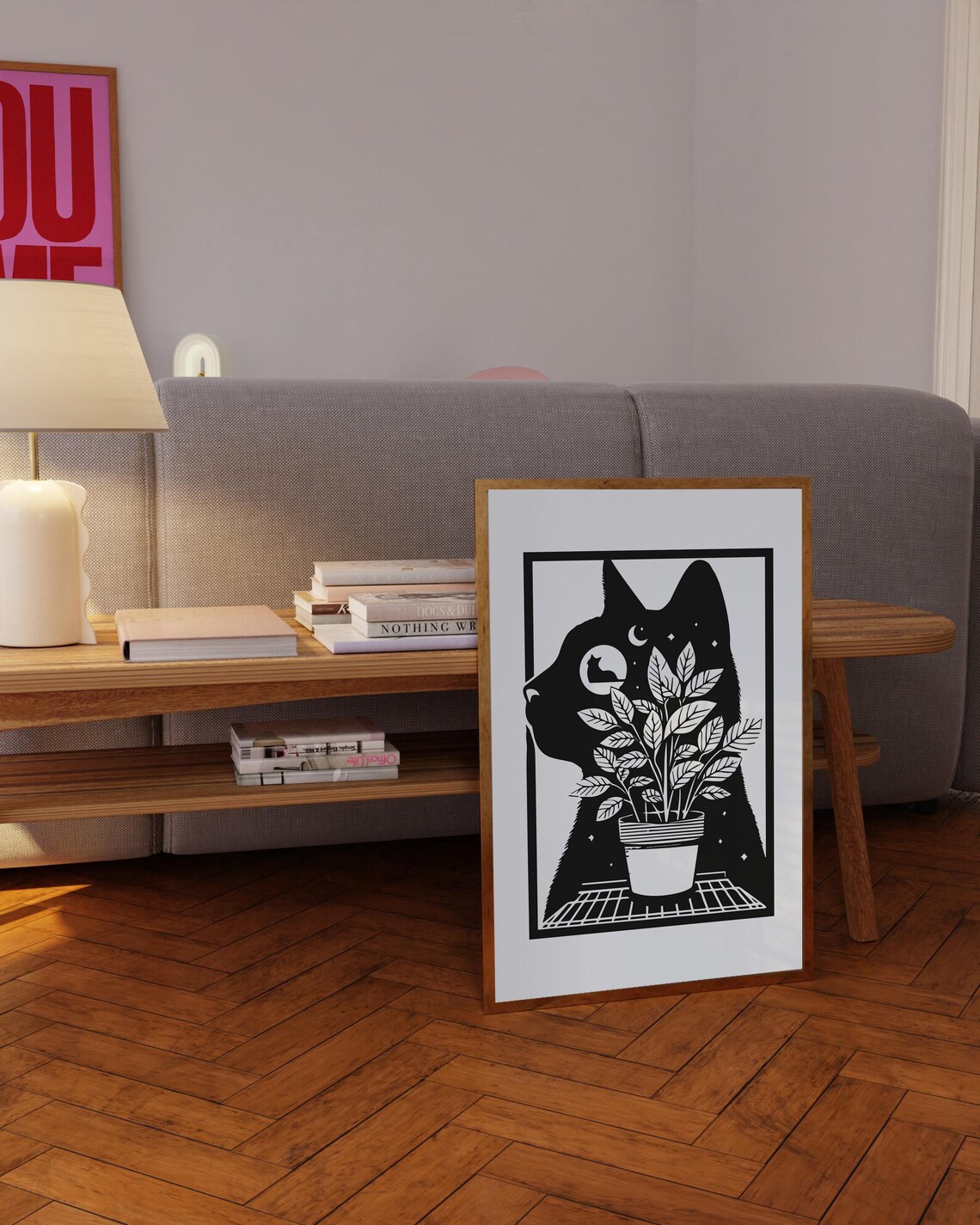 Mystical Cat Silhouette, Whimsical Cat Decor - Image 2
