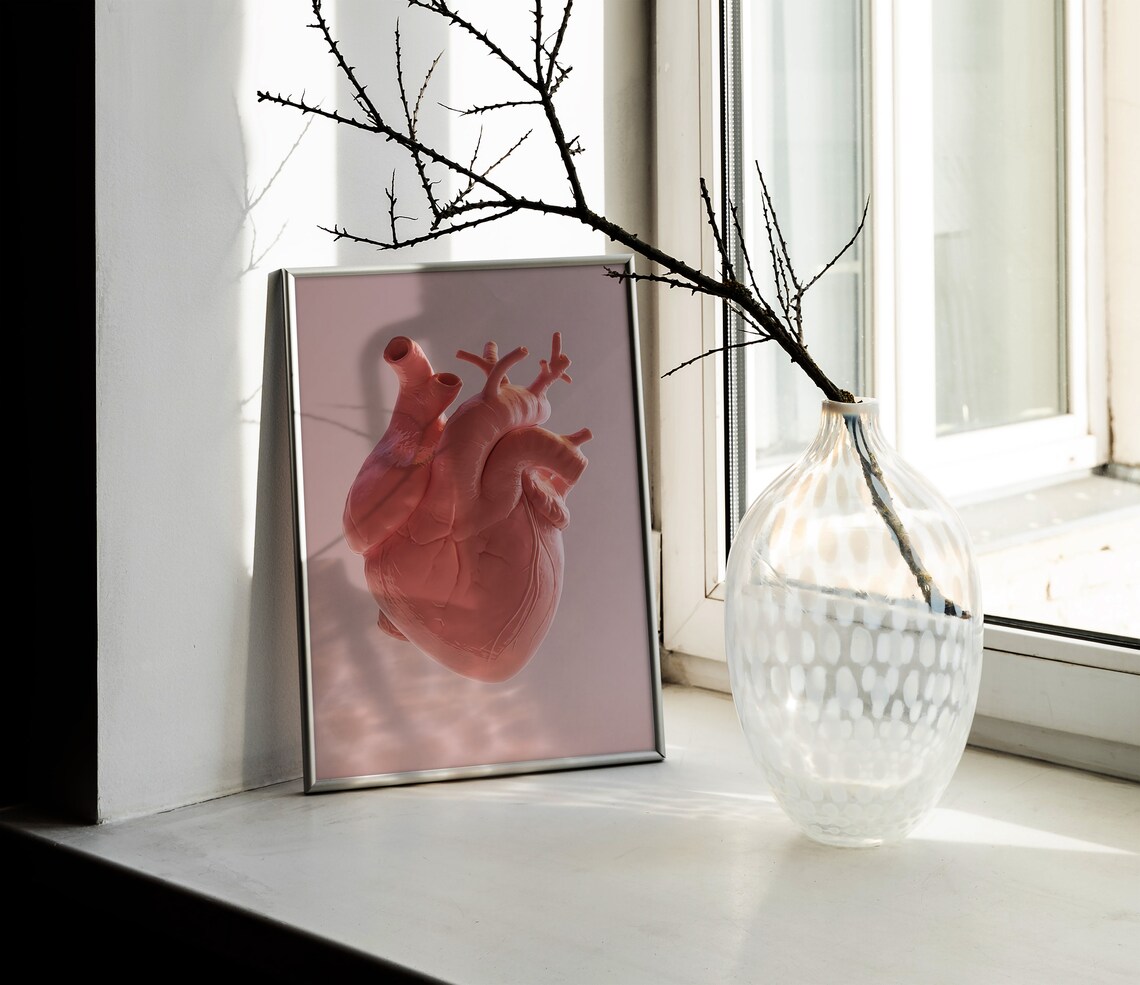 Anatomical Human Heart 3D Pink Modern Medical Anatomy Art Poster - Image 2