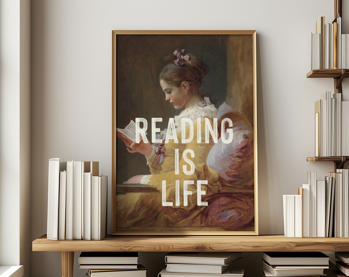 Reading Poster, Funny Quote Art Print for Book Lovers