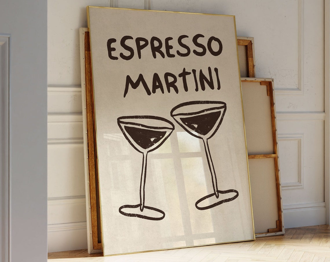 Espresso Martini Poster Trendy Cocktail Wall Art For Bar Cart Decor And Housewarming Gift