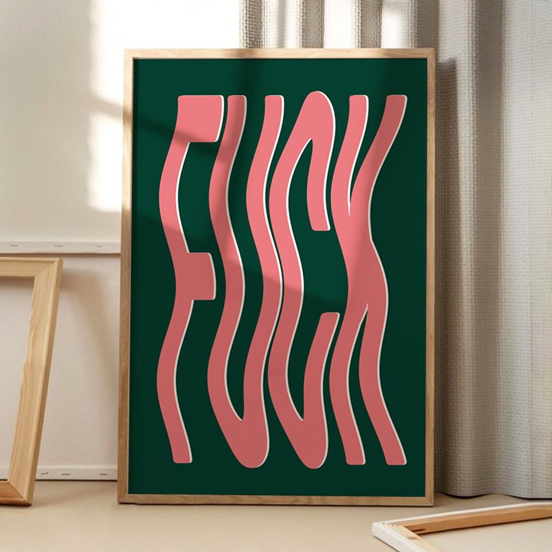Retro Wave Text Poster, Apartment Decor Print