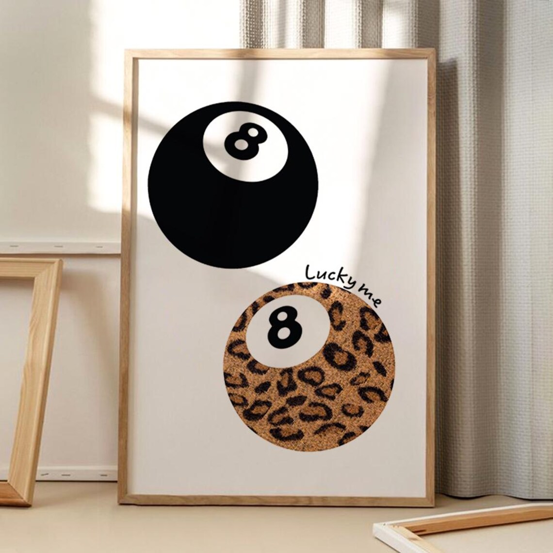 Lucky Me Leopard Print 8 Balls Retro Art Print
