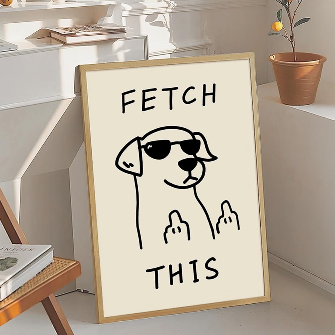 Fetch This Dog Art Poster, Retro Funny Decor - Image 2
