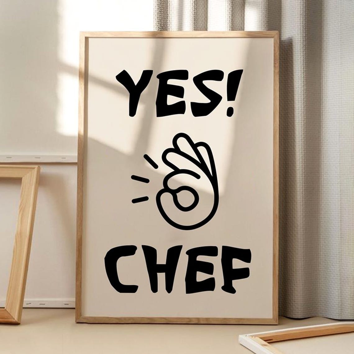 Yes Chef Kitchen Phrase With Chef Kiss Gesture Wall Decor Poster