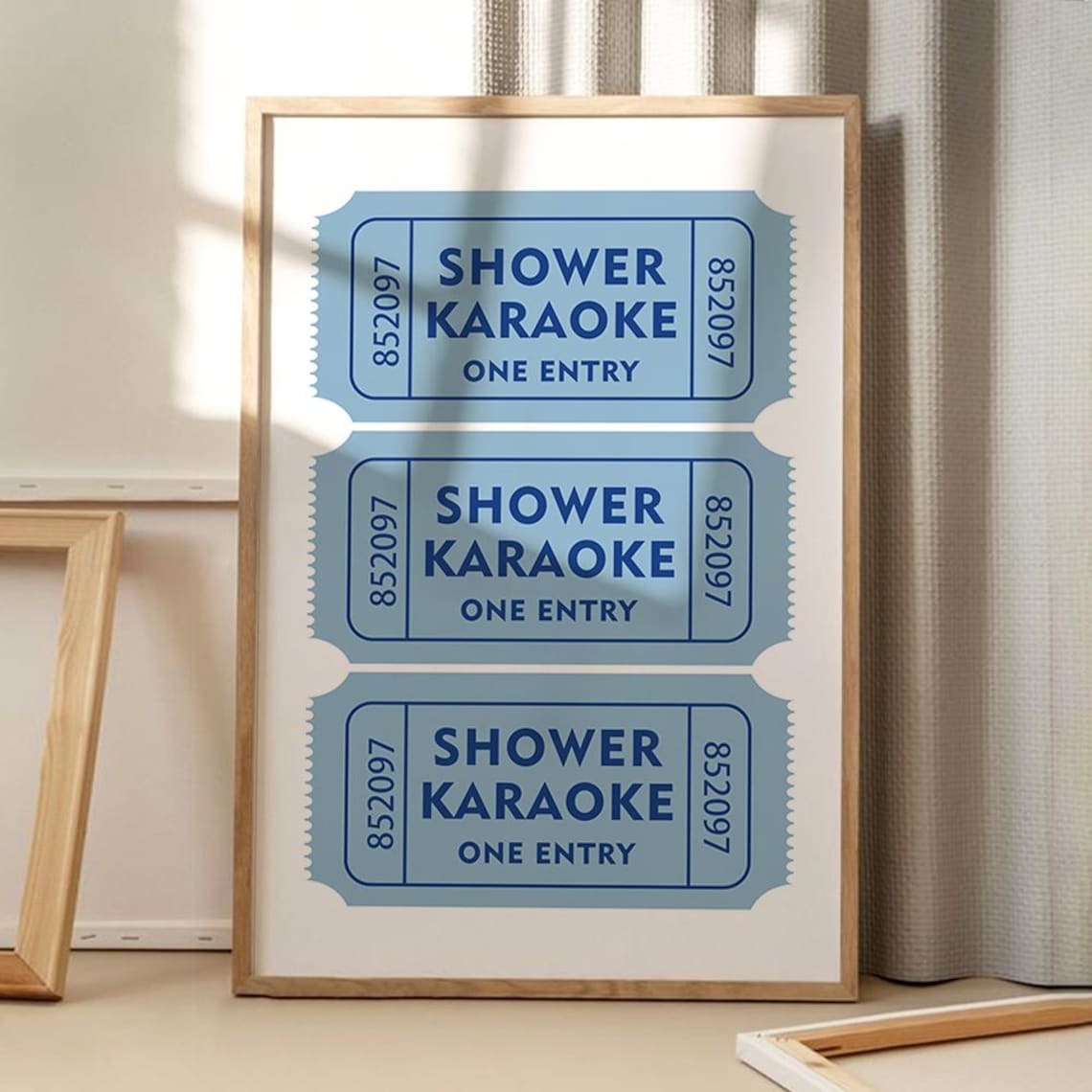 Shower Karaoke One Entry Blue Ticket Art Poster