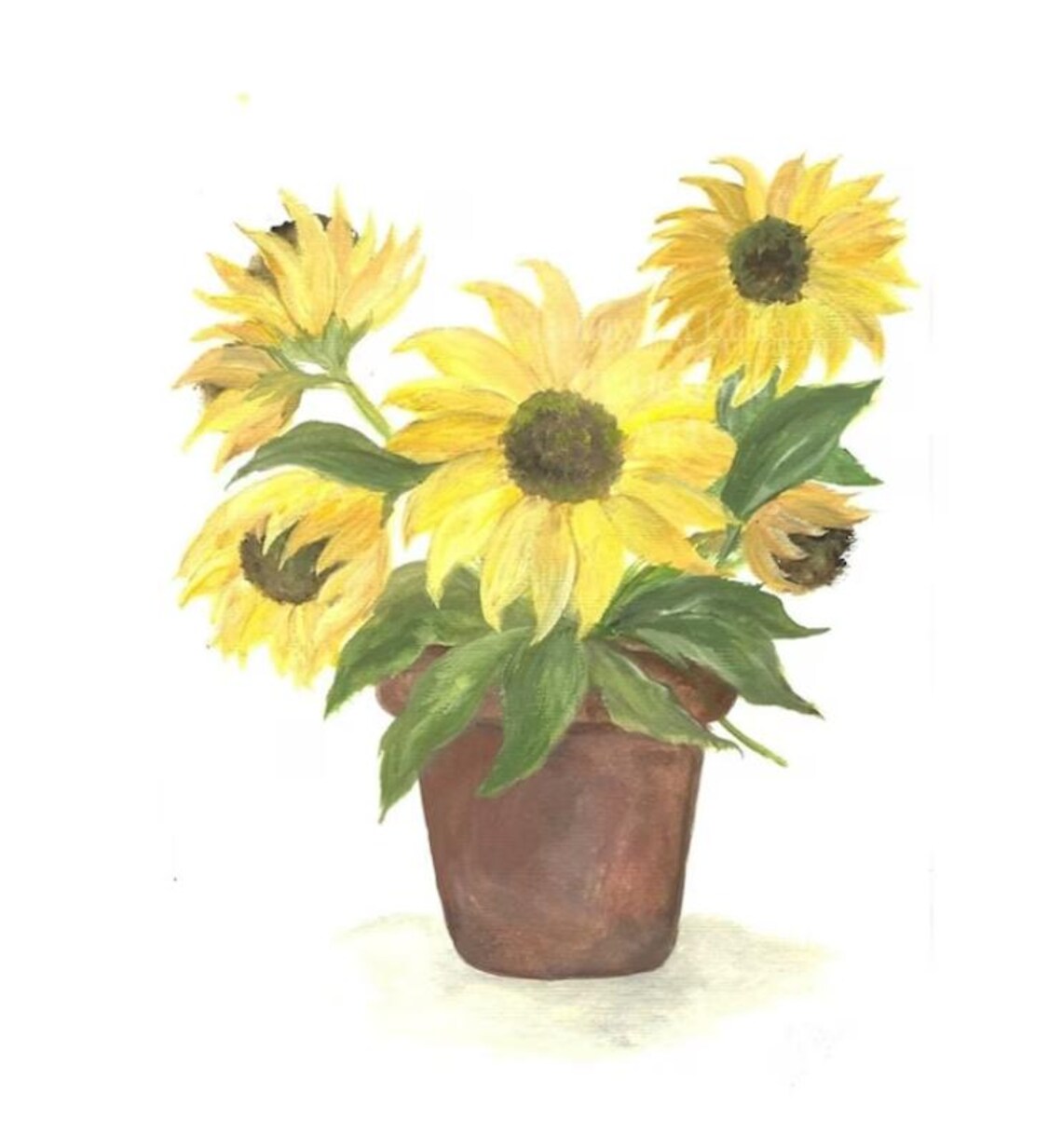 Sunflowers in Terracotta Clay Pot Framed Watercolor Floral Poster - Image 5
