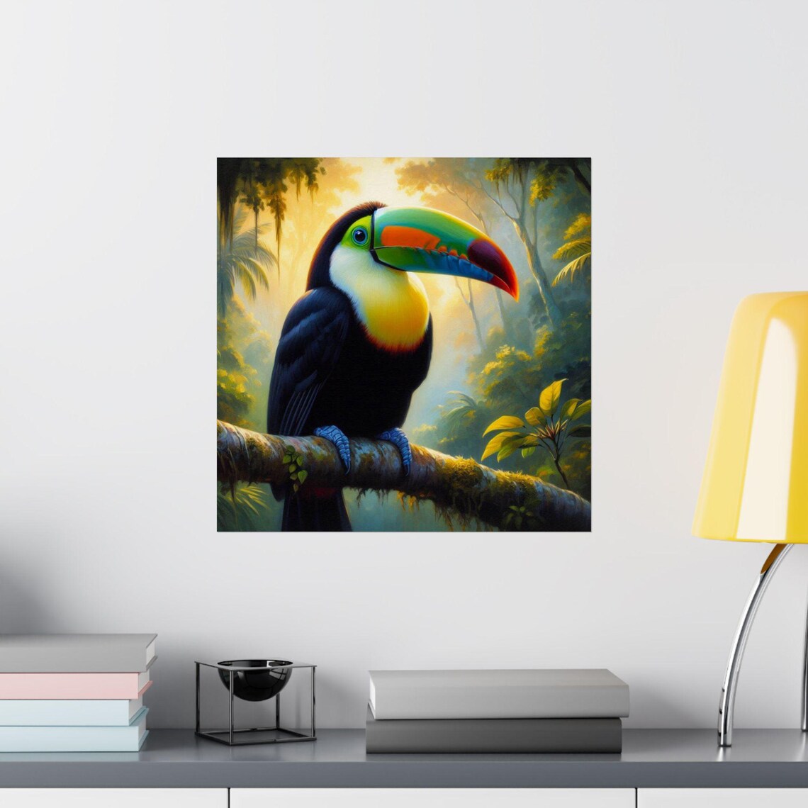 Rainbow-Billed Toucan in Tropical Rainforest Bird Art Poster - Image 2