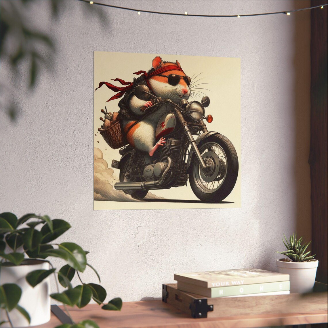 Cool Hamster Biker with Sunglasses Riding a Motorcycle Poster - Image 4