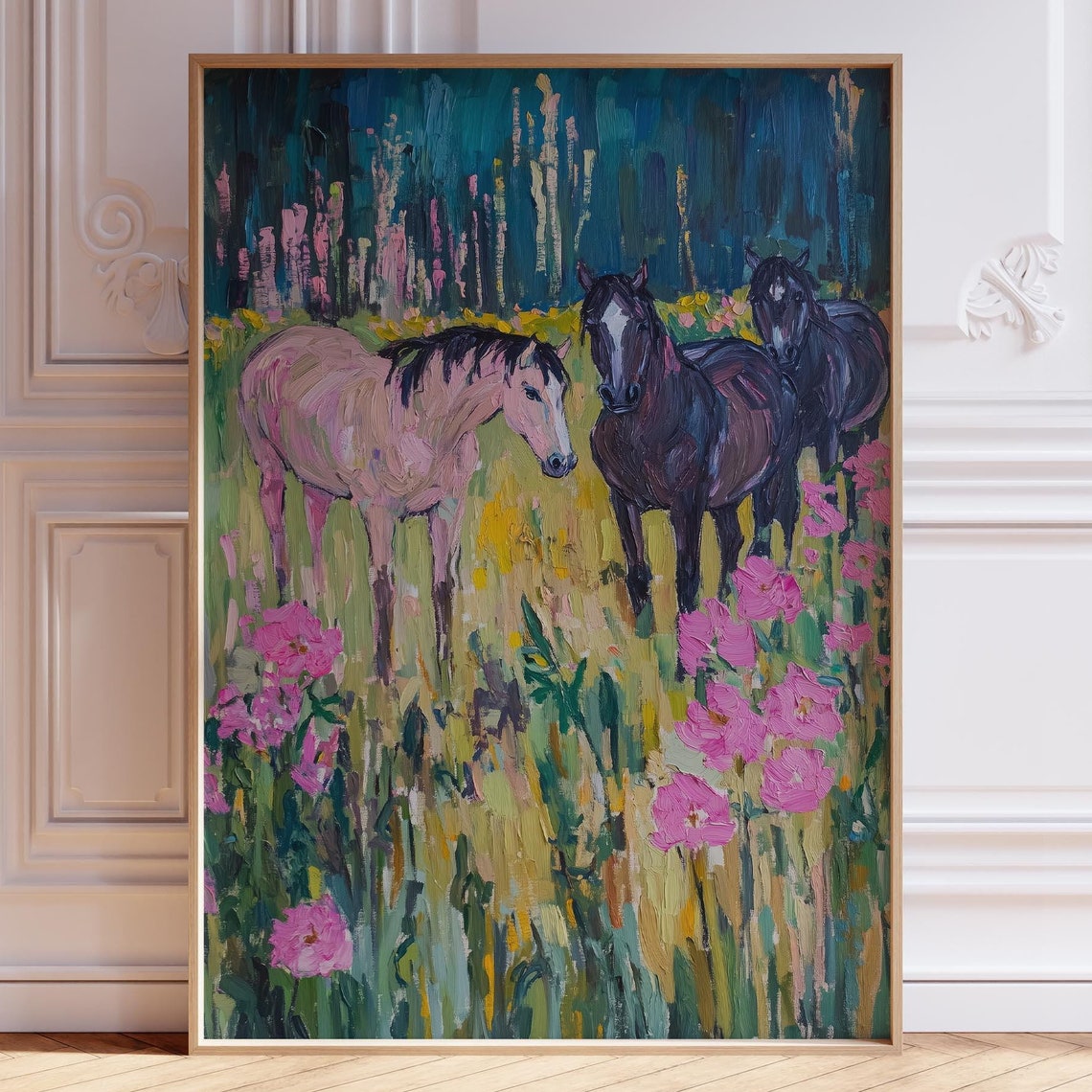 Pink Horse Print For Girls Room Watercolor Pastel Poster Girl Wall Art Cowgirl