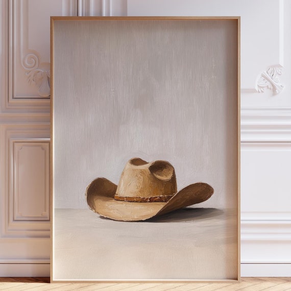 Cowboy Hat Art Print Wall Decor Southwestern Western Neutral Minimalist Poster