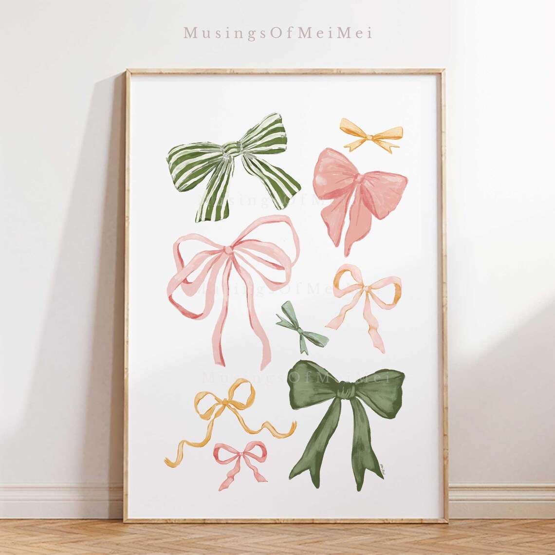Bow Art Print, Pink Coquette Nursery Decor