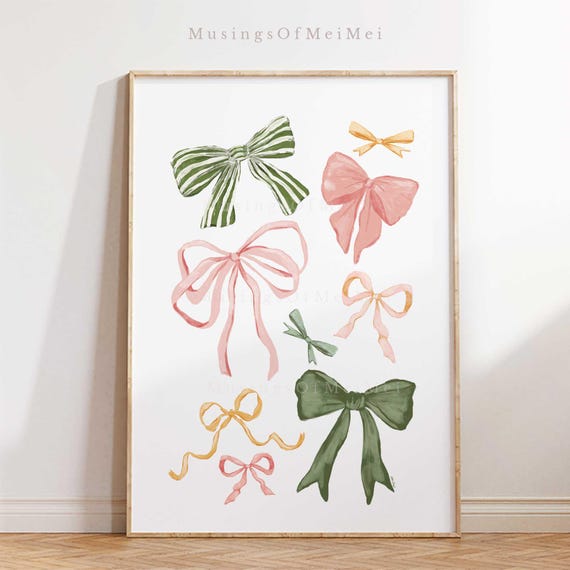 Bow Art Print, Pink Coquette Nursery Decor