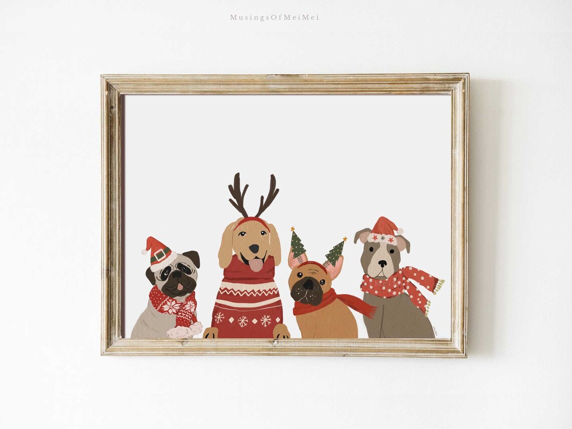 Holiday Dogs Christmas Dog Print, Winter Decor - Image 2