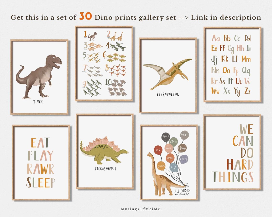 Eat Play Rawr Sleep Dinosaur Theme Kids Playroom Typography Quote Poster - Image 3