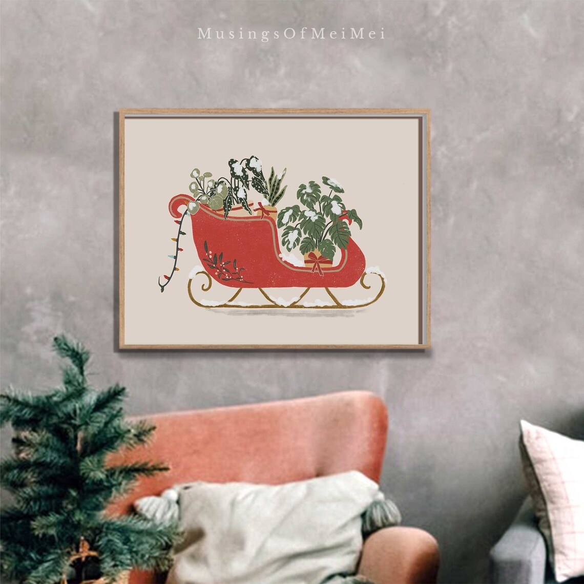 Botanical Christmas Art Print, Winter Wall Decor - Image 2
