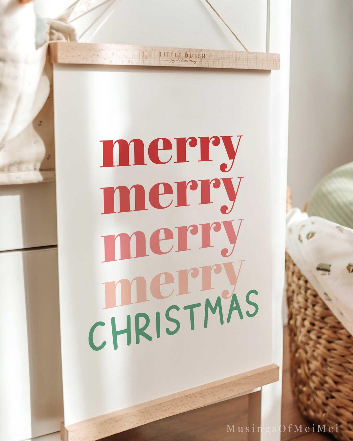 Merry Merry Christmas Gradient Typography Holiday Wall Poster - Image 3