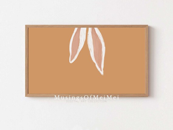 Boho Easter Bunny Ears on Tan Neutral Minimalist Nursery Poster