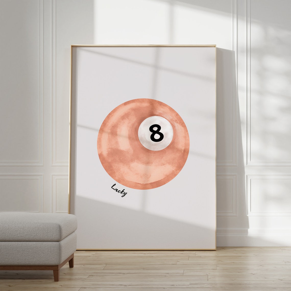 Vintage Pool Ball Lucky 8 Retro Poster