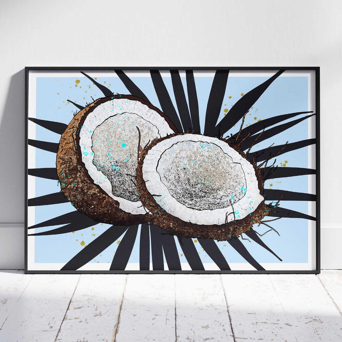 Coconut Pop Art Poster Tropical Fruit Botanical Kitchen Wall Decor