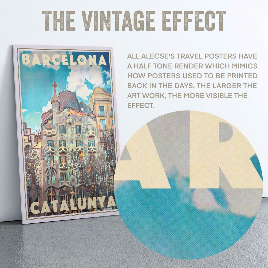 Barcelona Catalunya Casa Batllo Facade Vintage Travel Poster - Image 2