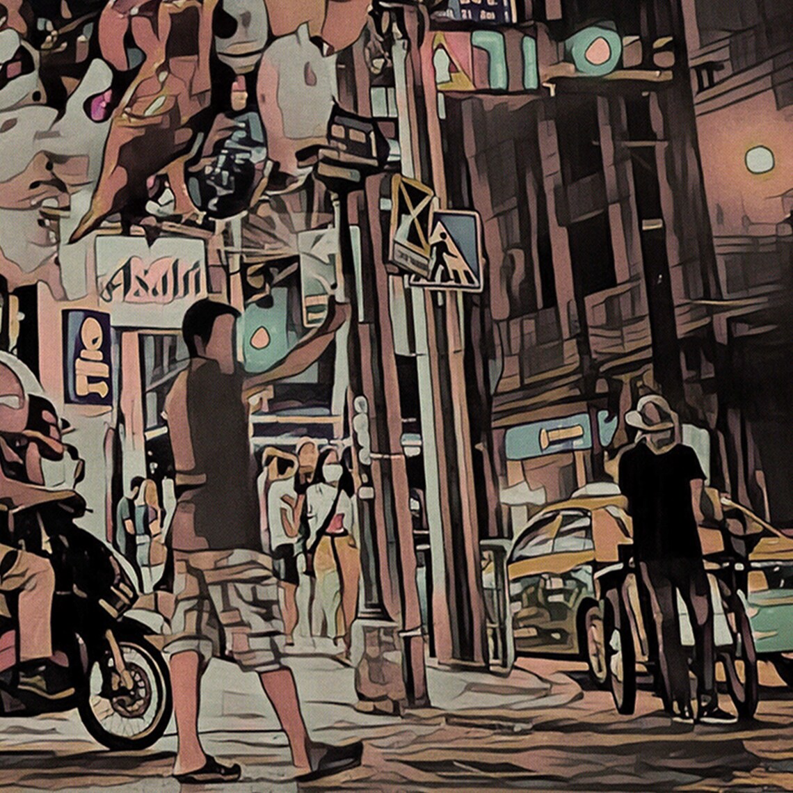 Bangkok City Of Life Night Street Wires Retro Thailand Travel Poster - Image 4