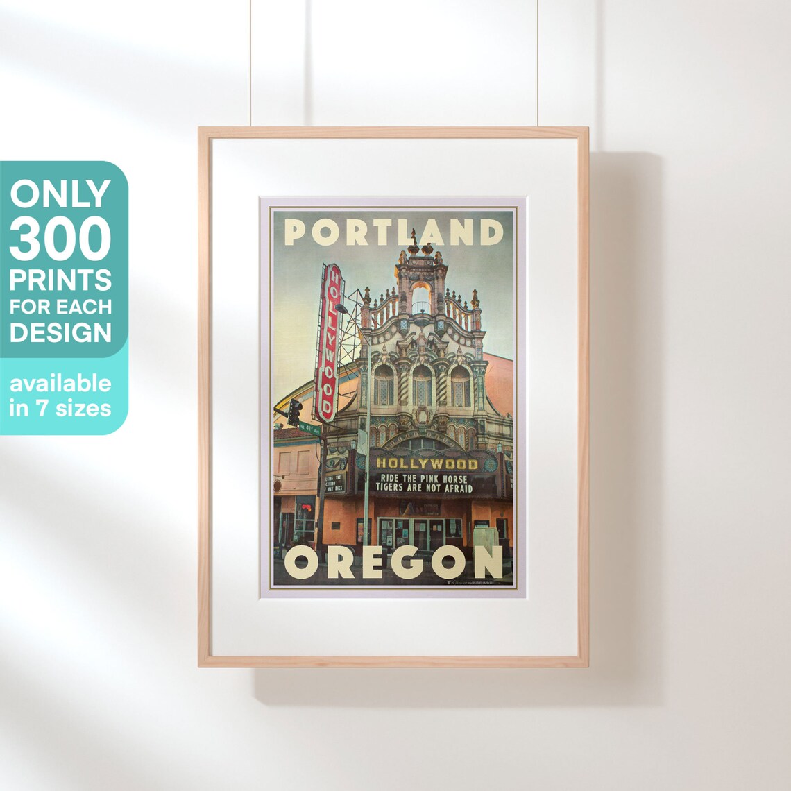 Portland Oregon Hollywood Theatre Marquee Retro Cinema Travel Poster - Image 3
