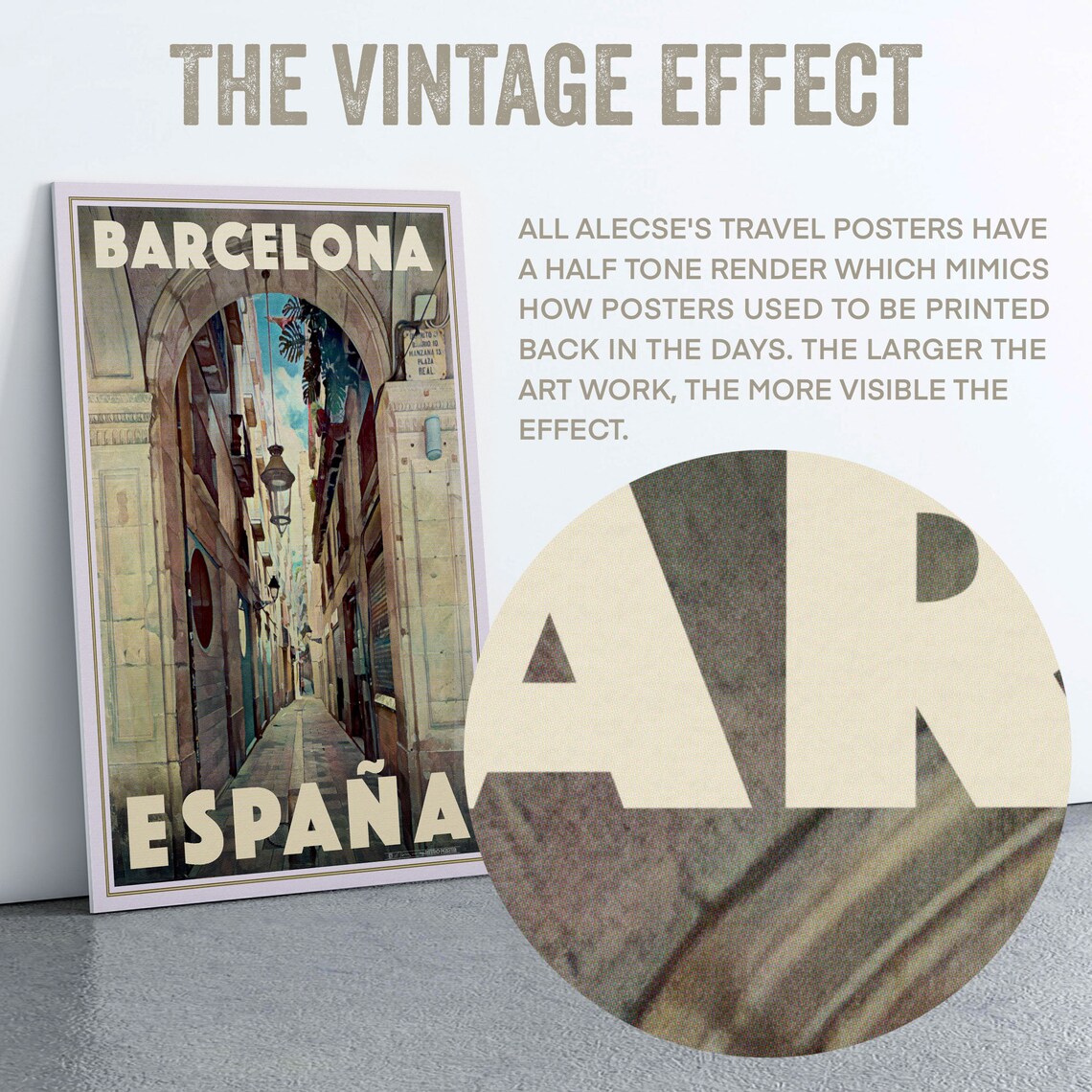 Barcelona Espana Carrer Del Vidre Arched Alley Retro Travel Poster - Image 2