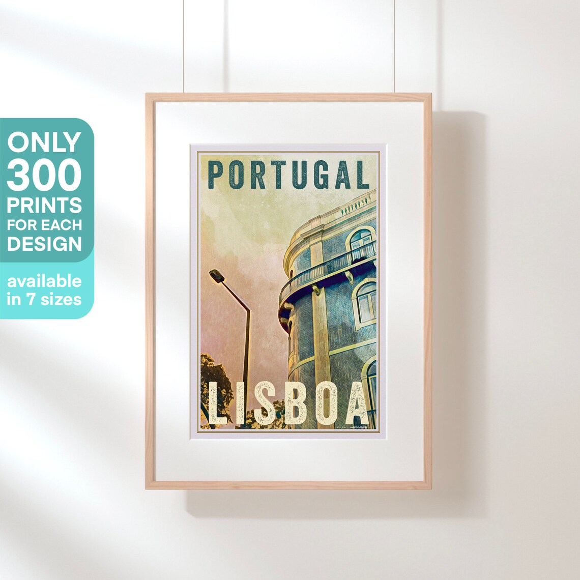 Lisboa Blue Azulejo Tiled Facade Portugal Vintage Travel Art Poster - Image 3