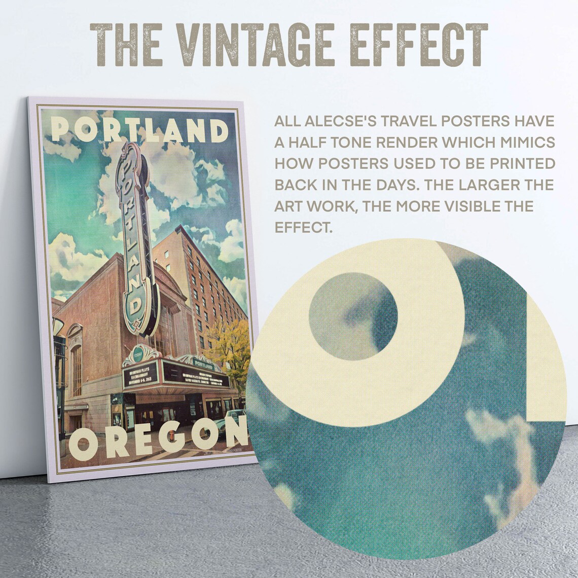 Portland Oregon Vintage Travel Poster Historic Theatre Sign Art - Image 2