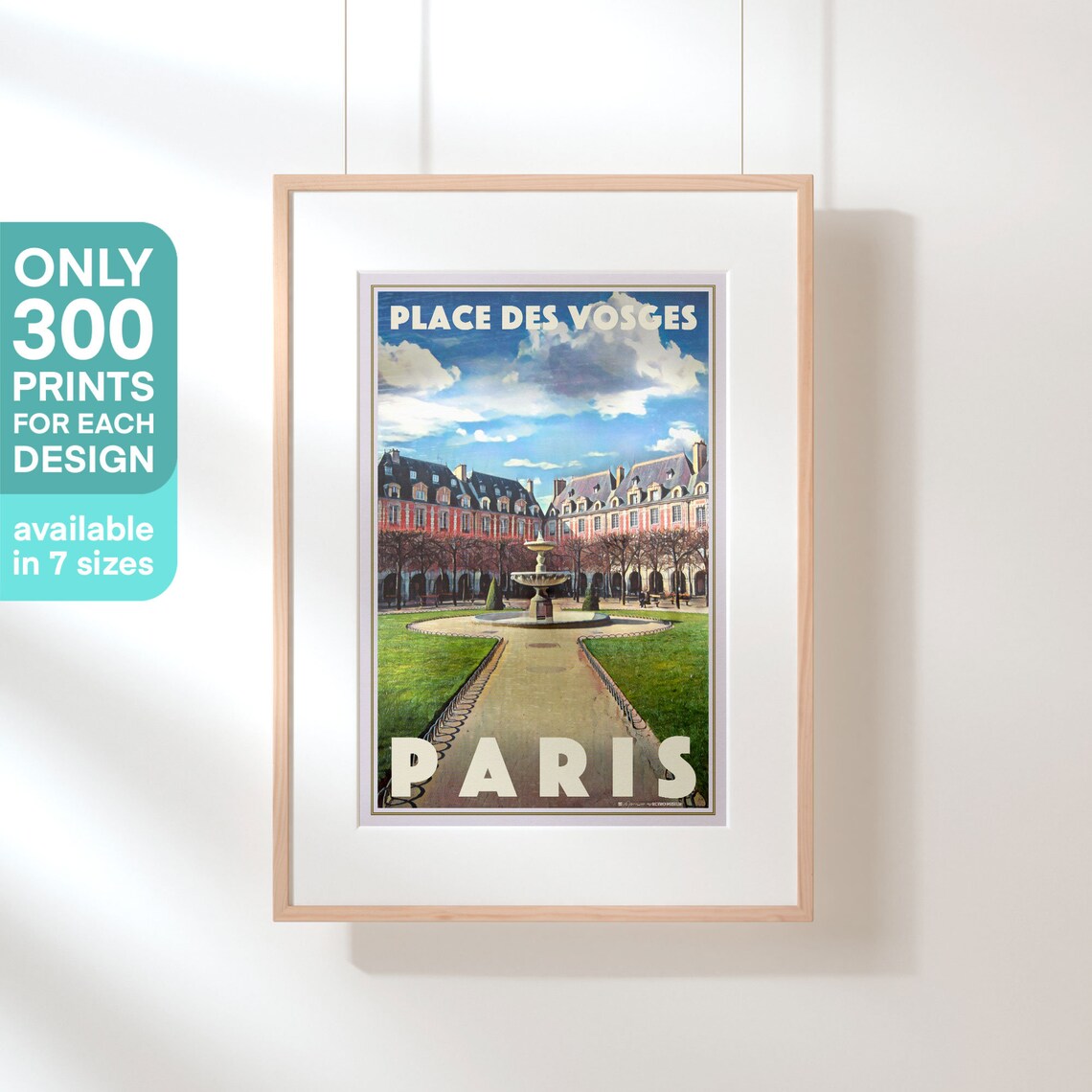 Place des Vosges Paris France Historic Square Fountain Travel Poster - Image 3